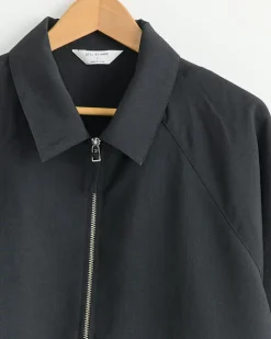 Zip Up Blouson in Ink Black